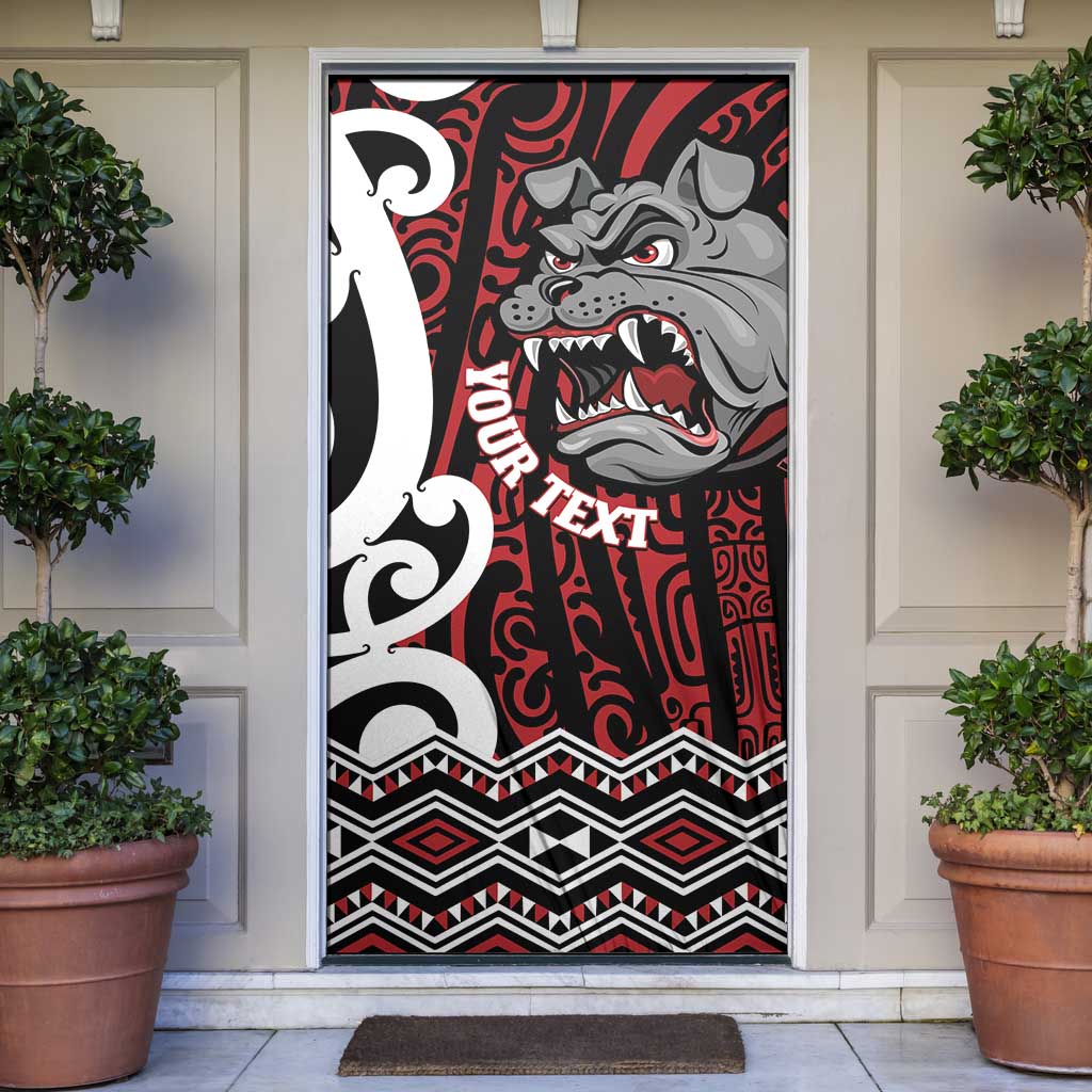 Personalised Aotearoa Bulldog Door Cover New Zealand Maori Taniko Art - Polynesian Pride