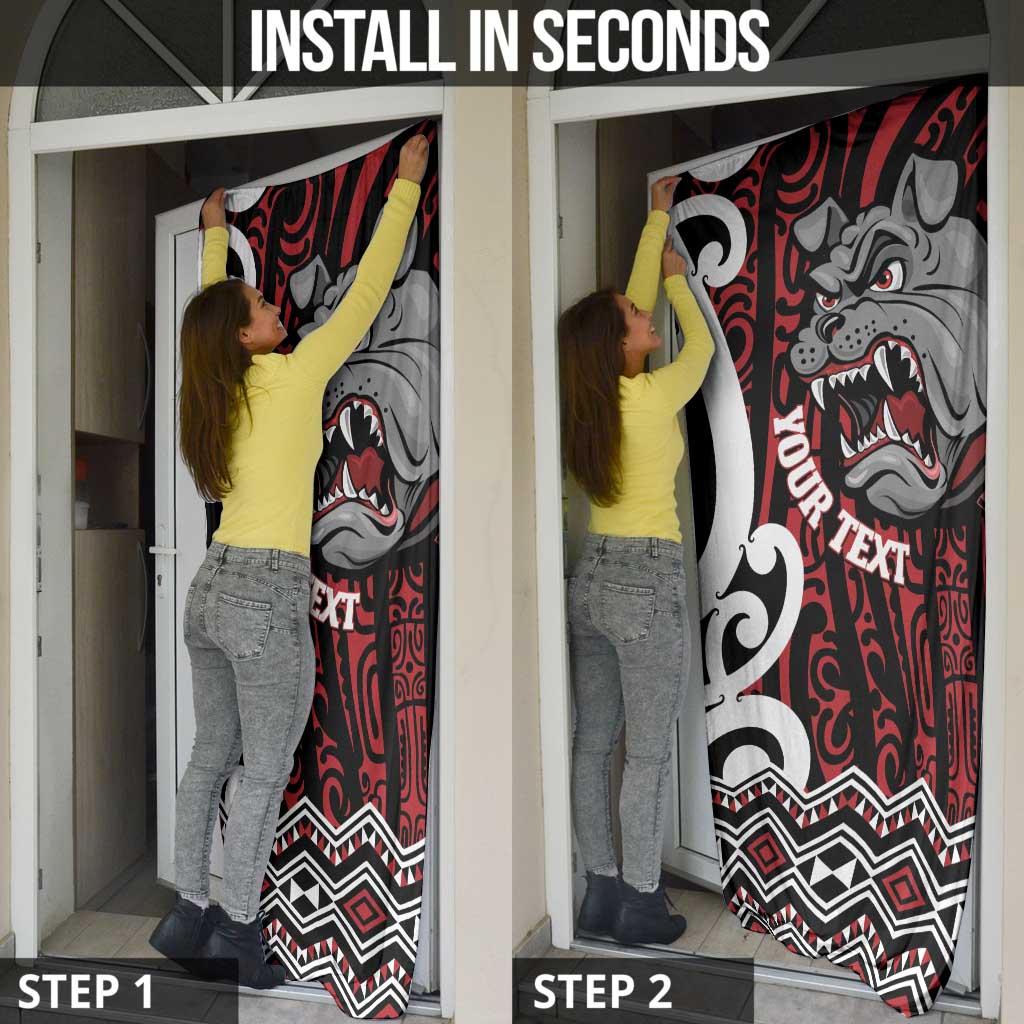 Personalised Aotearoa Bulldog Door Cover New Zealand Maori Taniko Art - Polynesian Pride