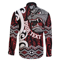 Personalised Aotearoa Bulldog Family Matching Short Sleeve Bodycon Dress and Hawaiian Shirt New Zealand Maori Taniko Art