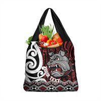 Personalised Aotearoa Bulldog Grocery Bag New Zealand Maori Taniko Art