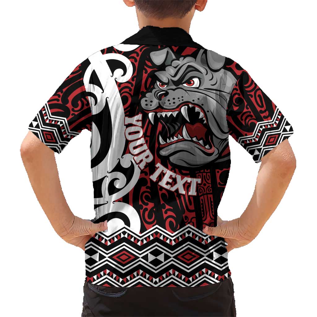 Personalised Aotearoa Bulldog Hawaiian Shirt New Zealand Maori Taniko Art