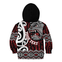 Personalised Aotearoa Bulldog Kid Hoodie New Zealand Maori Taniko Art