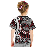 Personalised Aotearoa Bulldog Kid T Shirt New Zealand Maori Taniko Art