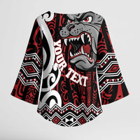 Personalised Aotearoa Bulldog Kimono Sleeve Blouse New Zealand Maori Taniko Art - Polynesian Pride