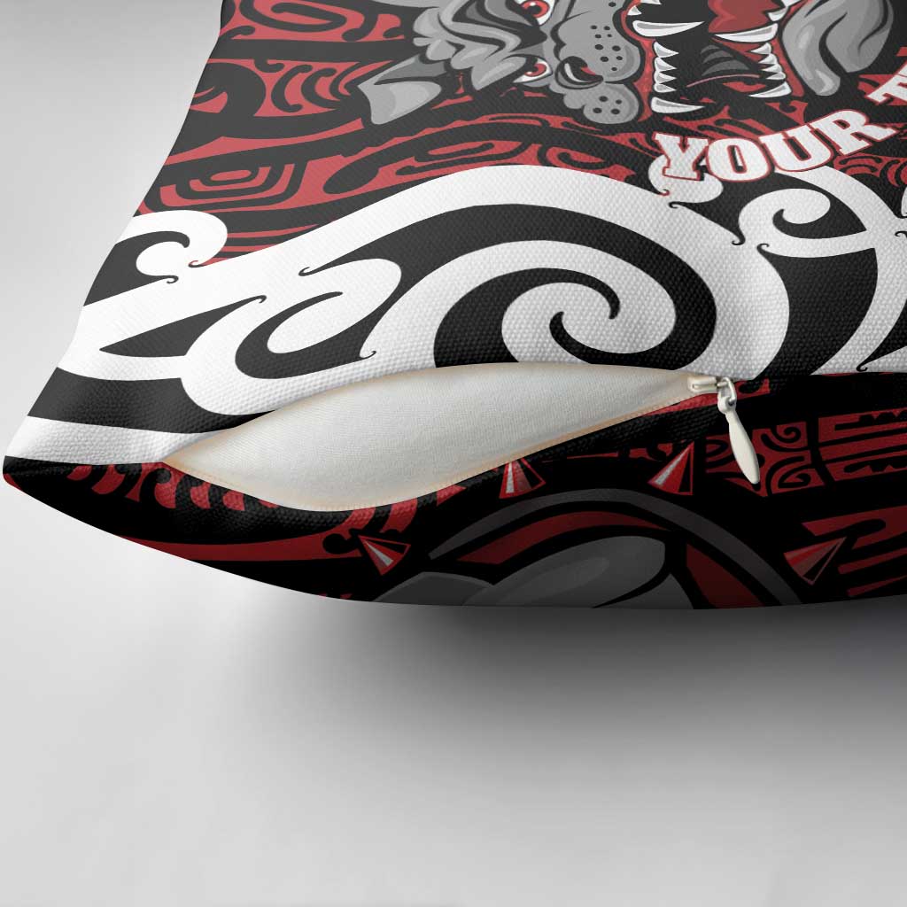Personalised Aotearoa Bulldog Pillow Cover New Zealand Maori Taniko Art - Polynesian Pride