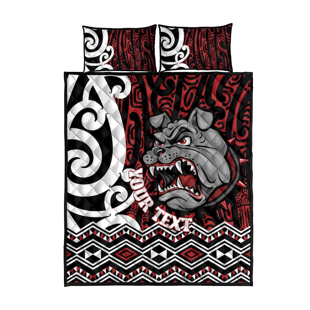 Personalised Aotearoa Bulldog Quilt Bed Set New Zealand Maori Taniko Art