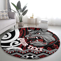 Personalised Aotearoa Bulldog Round Carpet New Zealand Maori Taniko Art
