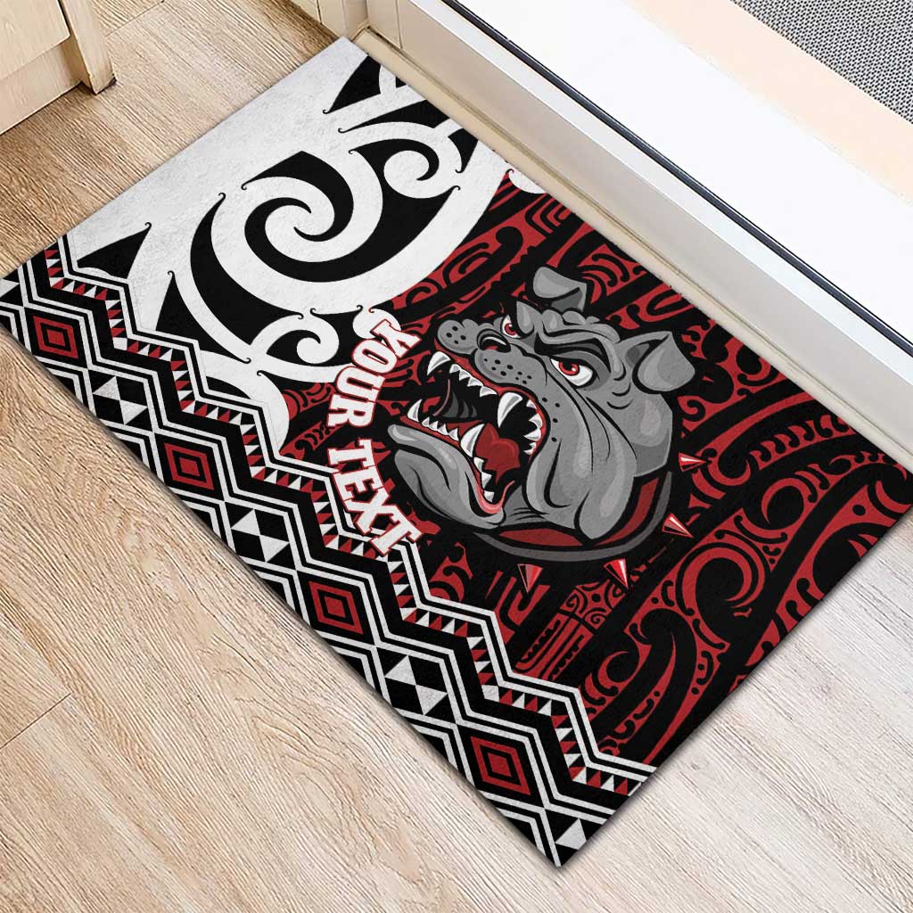 Personalised Aotearoa Bulldog Rubber Doormat New Zealand Maori Taniko Art
