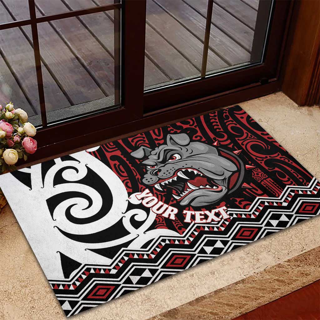 Personalised Aotearoa Bulldog Rubber Doormat New Zealand Maori Taniko Art