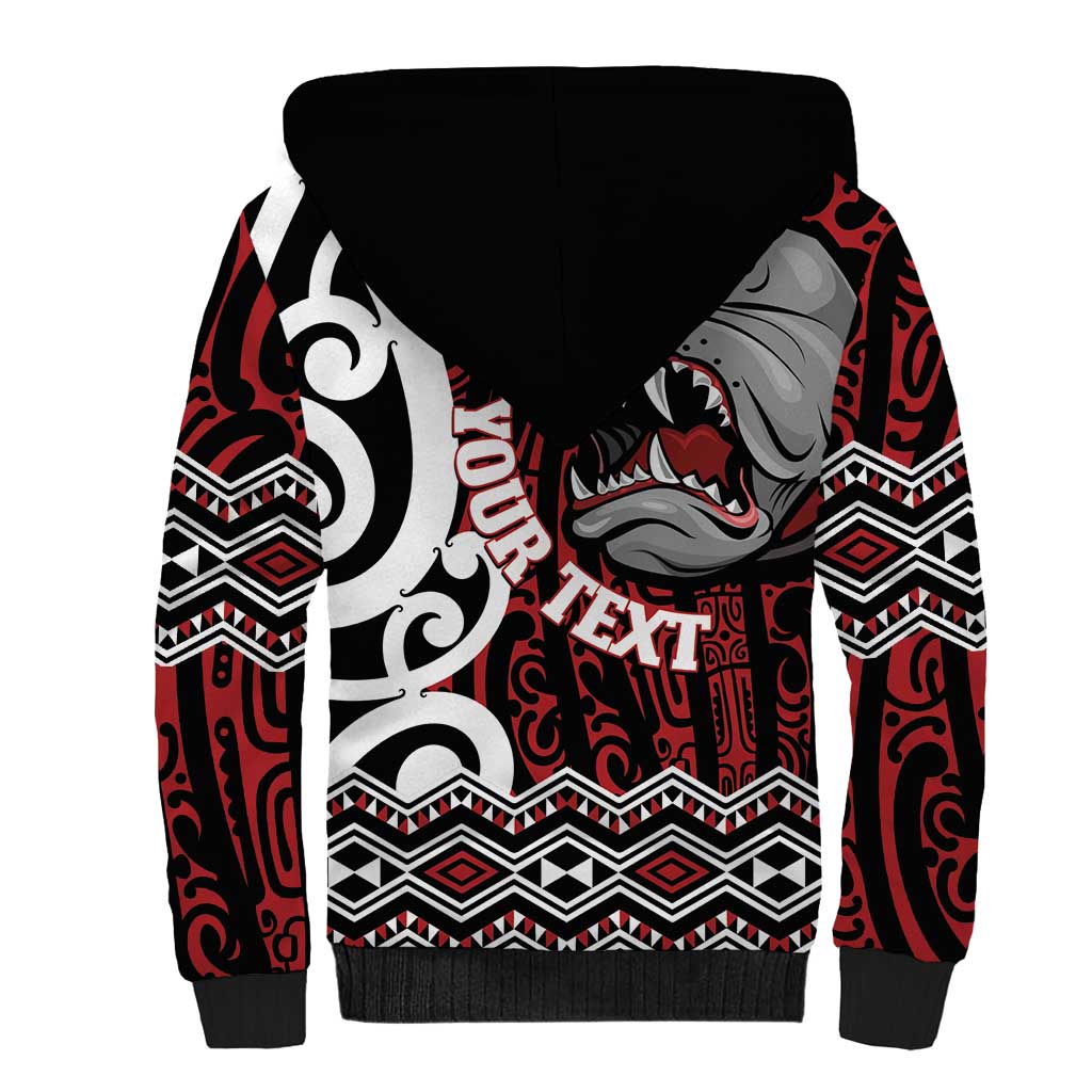 Personalised Aotearoa Bulldog Sherpa Hoodie New Zealand Maori Taniko Art