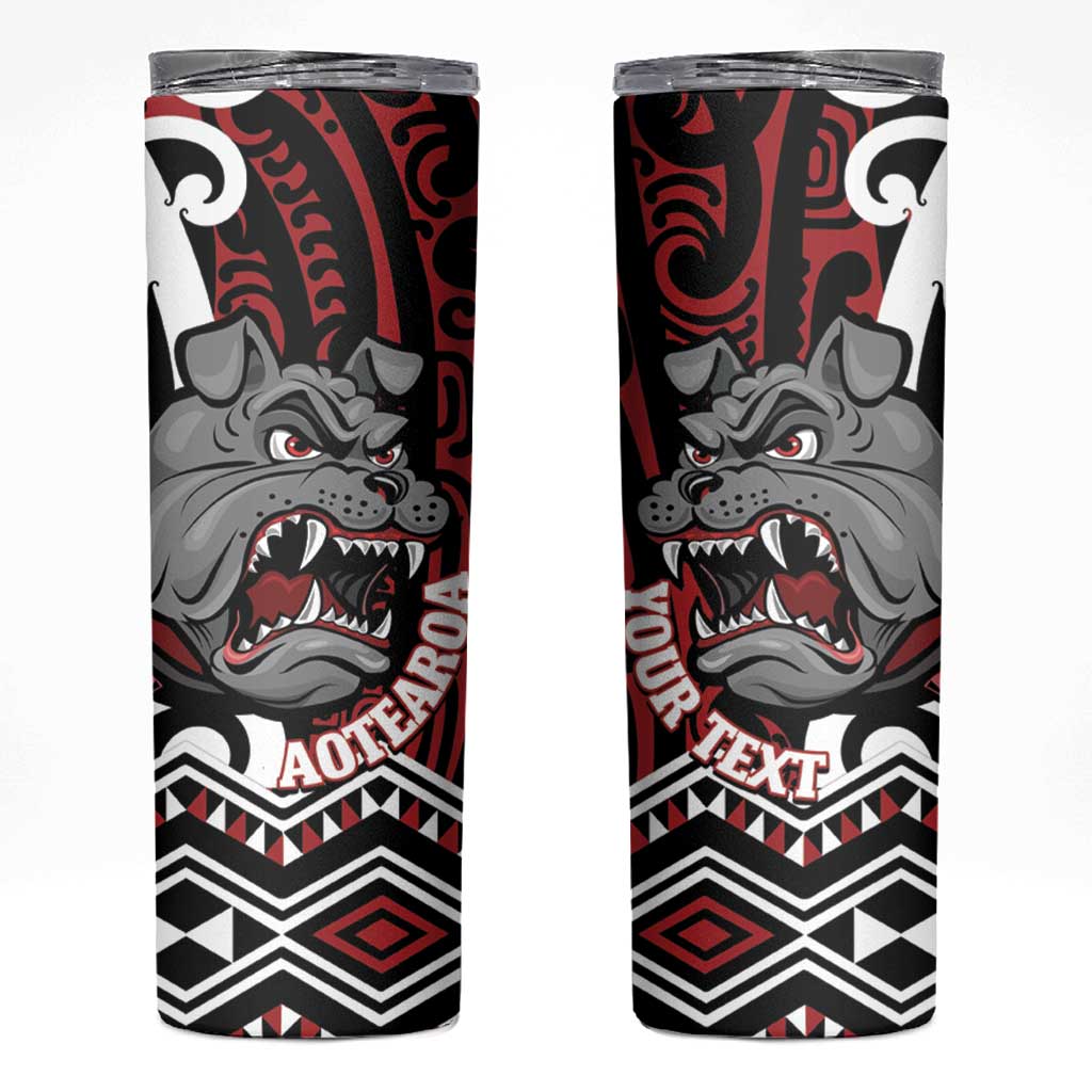 Personalised Aotearoa Bulldog Skinny Tumbler New Zealand Maori Taniko Art LT14 Red - Polynesian Pride