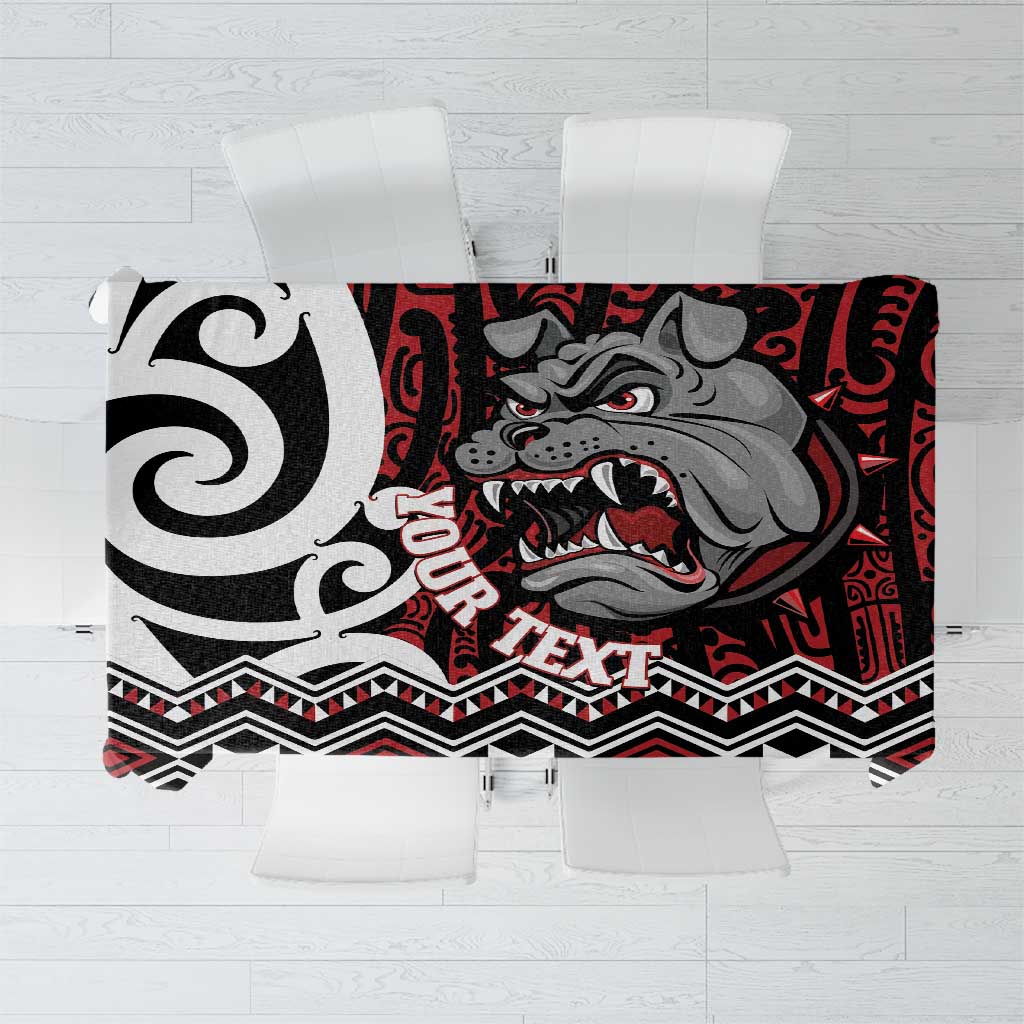 Personalised Aotearoa Bulldog Tablecloth New Zealand Maori Taniko Art