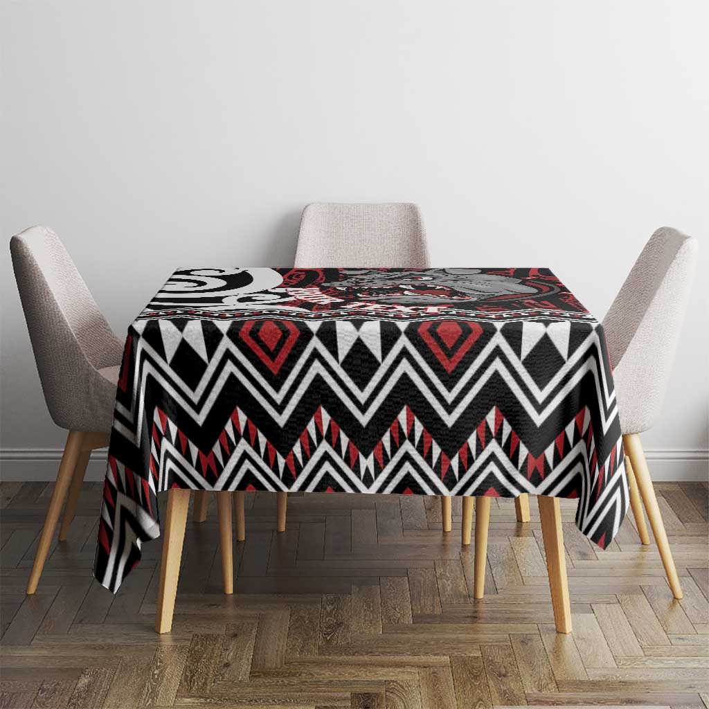 Personalised Aotearoa Bulldog Tablecloth New Zealand Maori Taniko Art