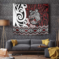 Personalised Aotearoa Bulldog Tapestry New Zealand Maori Taniko Art