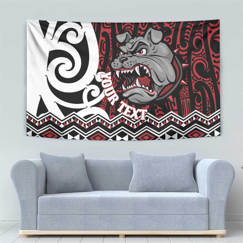 Personalised Aotearoa Bulldog Tapestry New Zealand Maori Taniko Art