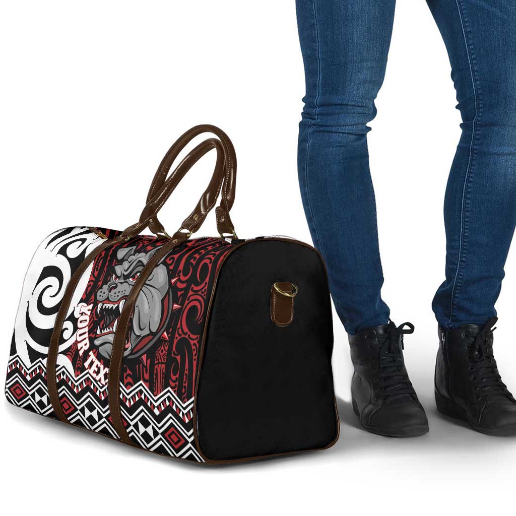 Personalised Aotearoa Bulldog Travel Bag New Zealand Maori Taniko Art - Polynesian Pride