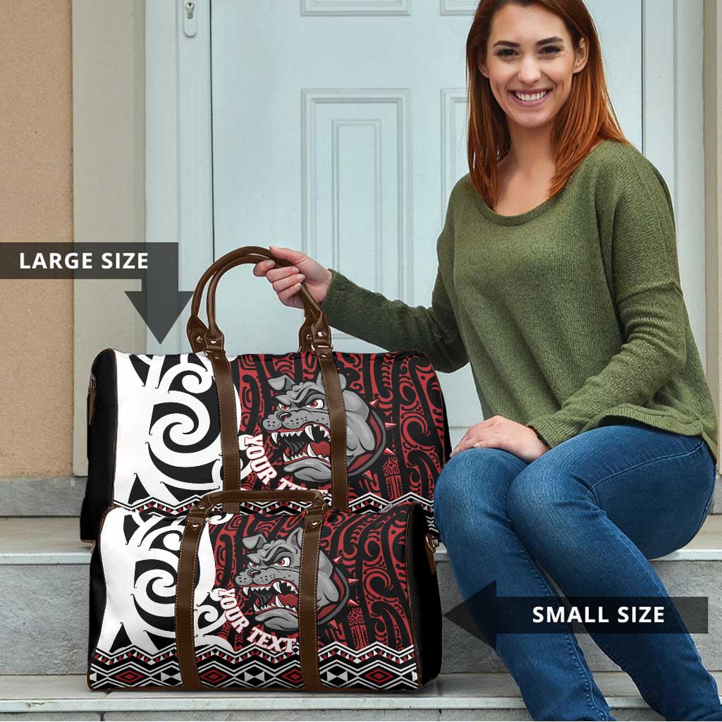 Personalised Aotearoa Bulldog Travel Bag New Zealand Maori Taniko Art - Polynesian Pride