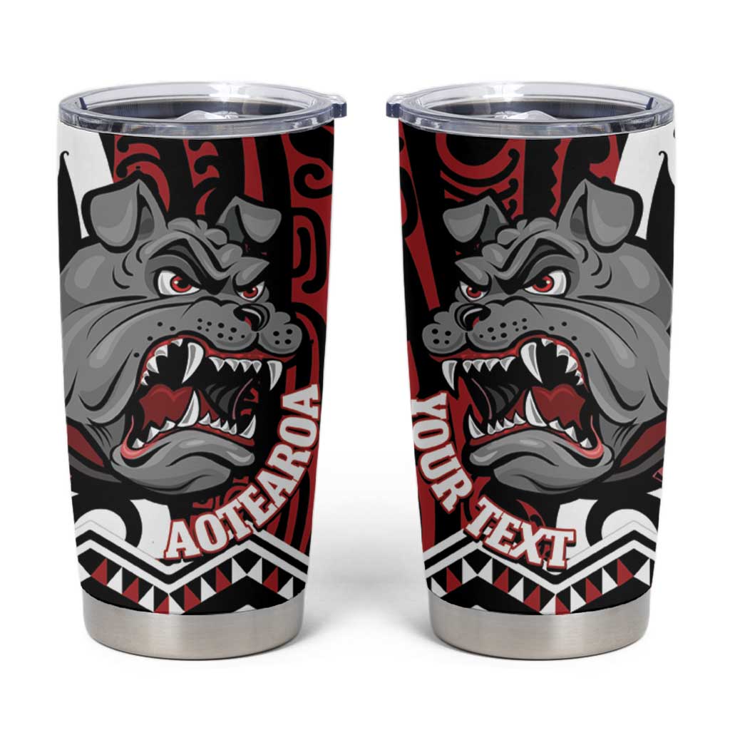 Personalised Aotearoa Bulldog Tumbler Cup New Zealand Maori Taniko Art LT14 Red - Polynesian Pride