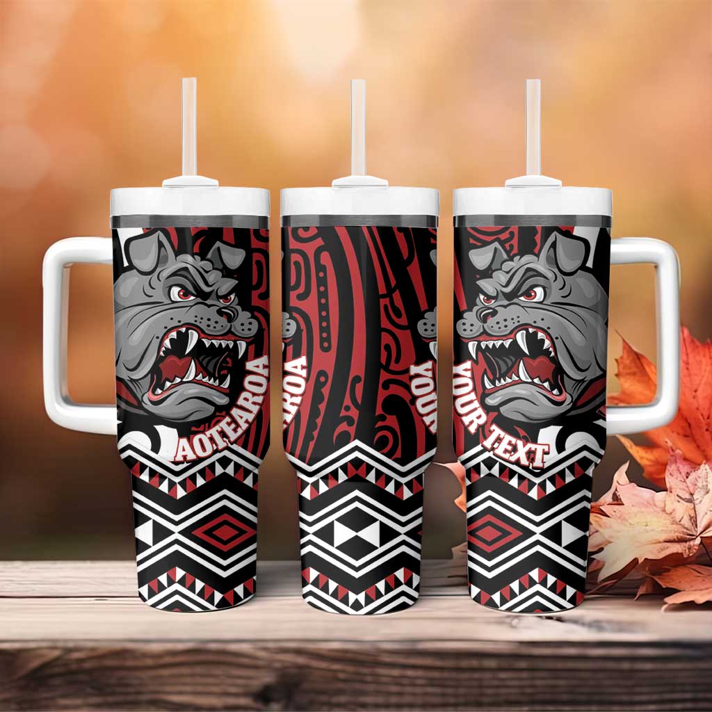 Personalised Aotearoa Bulldog Tumbler With Handle New Zealand Maori Taniko Art LT14 - Polynesian Pride