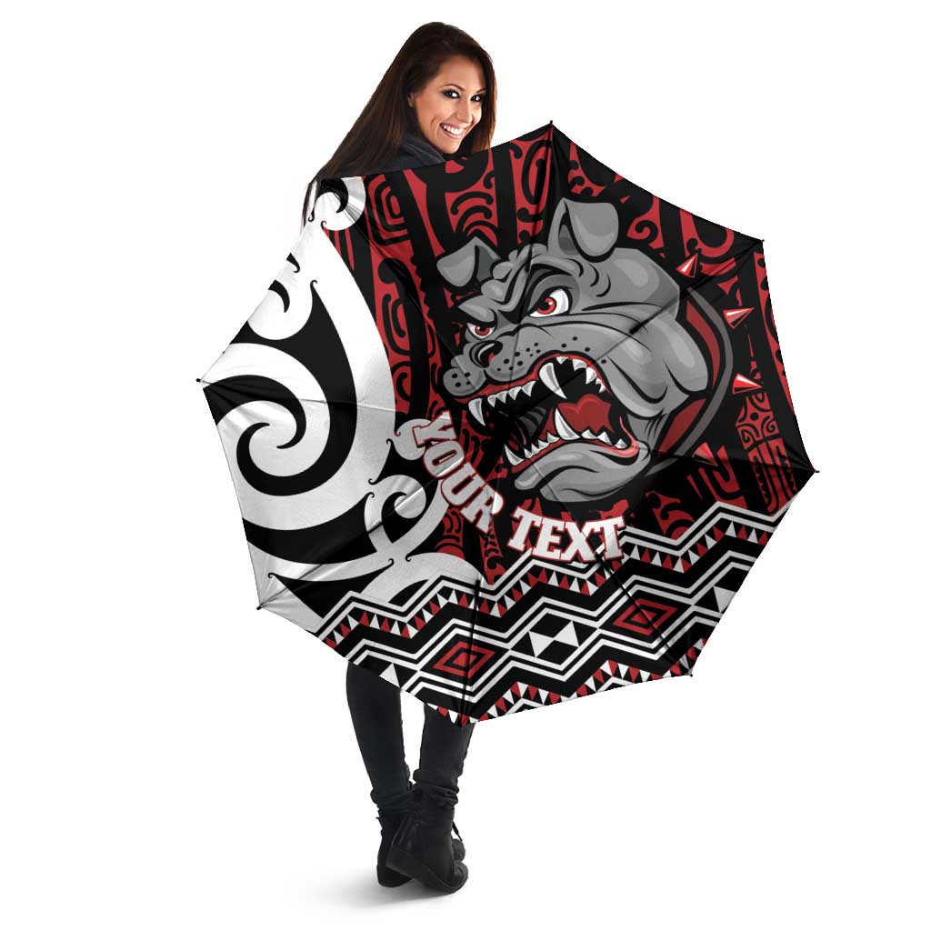 Personalised Aotearoa Bulldog Umbrella New Zealand Maori Taniko Art - Polynesian Pride