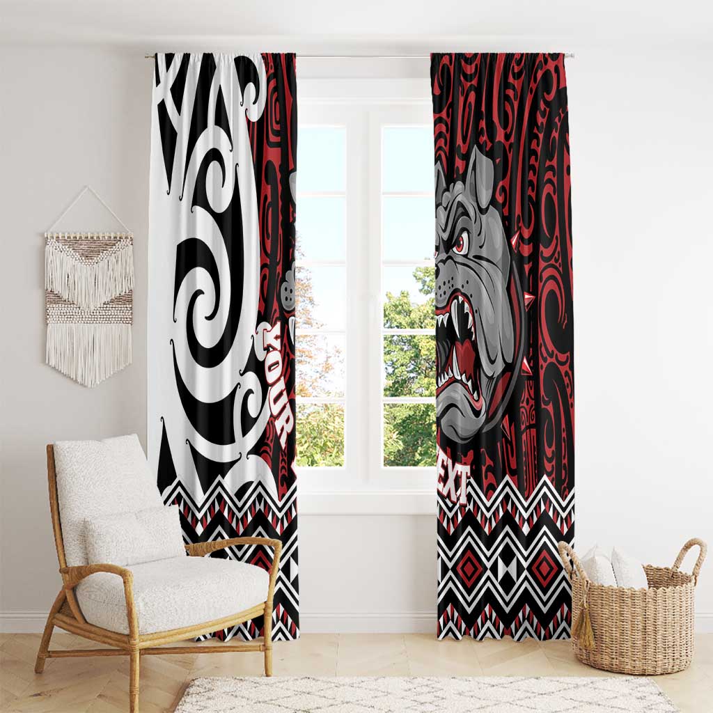 Personalised Aotearoa Bulldog Window Curtain New Zealand Maori Taniko Art