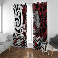 Personalised Aotearoa Bulldog Window Curtain New Zealand Maori Taniko Art