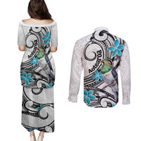 Aotearoa Te Ika-a-Maui Couples Matching Puletasi and Long Sleeve Button Shirt South Island Kekeru Maori Koru LT14 - Polynesian Pride