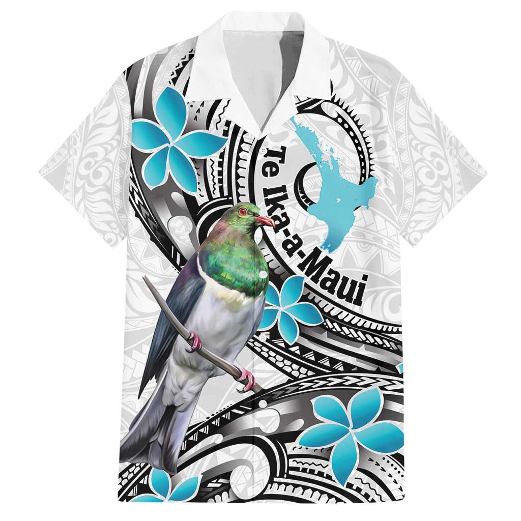 Aotearoa Te Ika-a-Maui Family Matching Long Sleeve Bodycon Dress and Hawaiian Shirt South Island Kekeru Maori Koru LT14 Dad's Shirt - Short Sleeve White - Polynesian Pride
