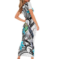 Aotearoa Te Ika-a-Maui Family Matching Short Sleeve Bodycon Dress and Hawaiian Shirt South Island Kekeru Maori Koru LT14 - Polynesian Pride