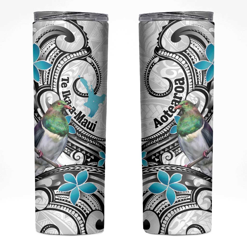 Aotearoa Te Ika-a-Maui Skinny Tumbler South Island Kekeru Maori Koru LT14 White - Polynesian Pride
