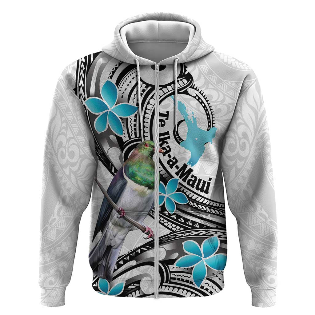 Aotearoa Te Ika-a-Maui Zip Hoodie South Island Kekeru Maori Koru