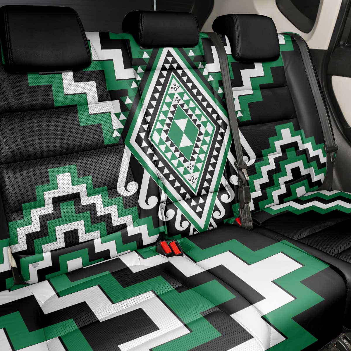 Green Aotearoa Taniko Poutama Patikitiki Back Car Seat Cover