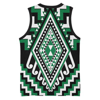 Green New Zealand Taniko Poutama Patikitiki Basketball Jersey - Polynesian Pride