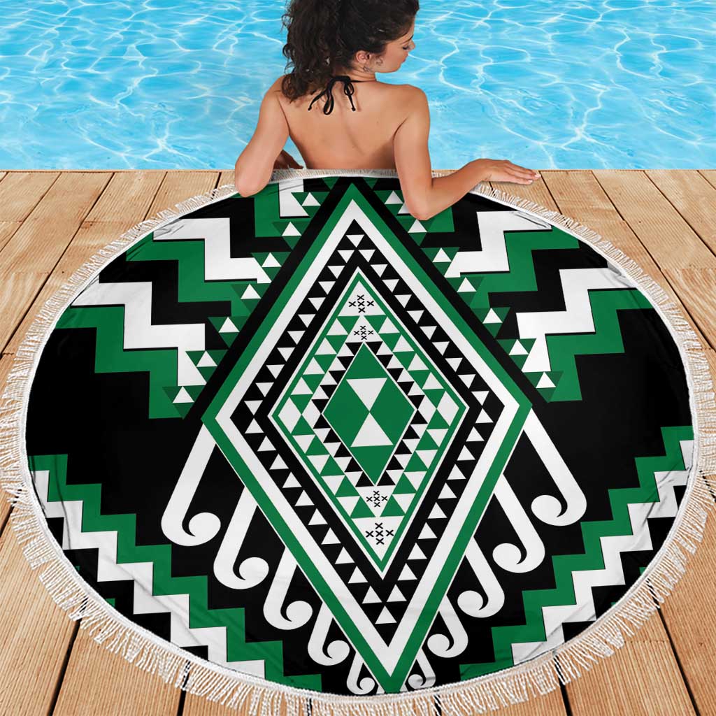 Green Aotearoa Taniko Poutama Patikitiki Beach Blanket