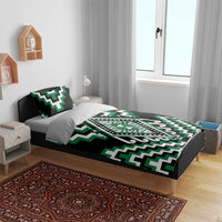 Green Aotearoa Taniko Poutama Patikitiki Bedding Set