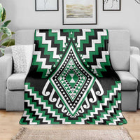 Green Aotearoa Taniko Poutama Patikitiki Blanket