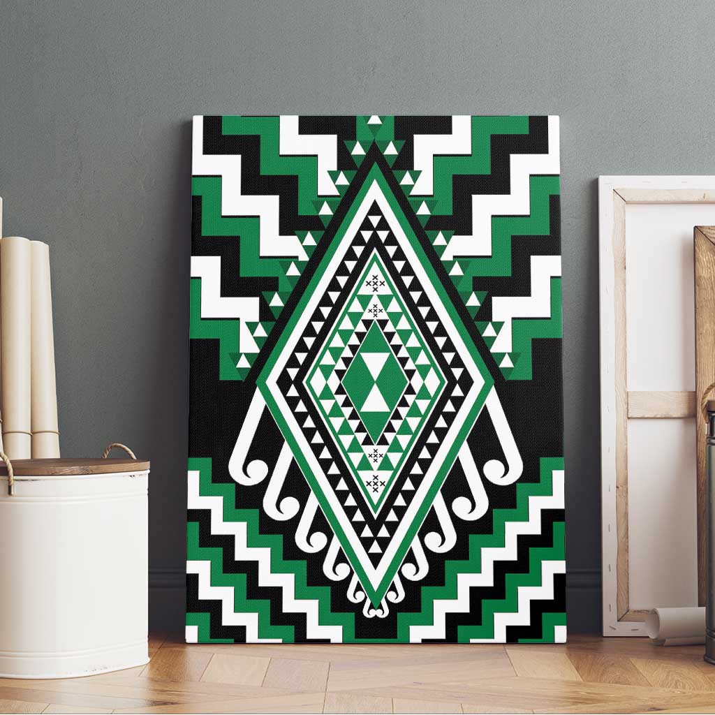Green Aotearoa Taniko Poutama Patikitiki Canvas Wall Art