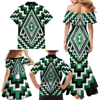 Green Aotearoa Taniko Poutama Patikitiki Family Matching Mermaid Dress and Hawaiian Shirt LT14 - Polynesian Pride