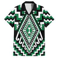 Green Aotearoa Taniko Poutama Patikitiki Family Matching Short Sleeve Bodycon Dress and Hawaiian Shirt LT14 Dad's Shirt - Short Sleeve Green - Polynesian Pride
