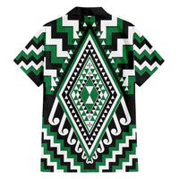 Green Aotearoa Taniko Poutama Patikitiki Family Matching Short Sleeve Bodycon Dress and Hawaiian Shirt LT14 - Polynesian Pride