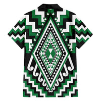 Green Aotearoa Taniko Poutama Patikitiki Family Matching Tank Maxi Dress and Hawaiian Shirt LT14 - Polynesian Pride