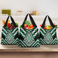 Green Aotearoa Taniko Poutama Patikitiki Grocery Bag LT14 3-pack One Size Green - Polynesian Pride