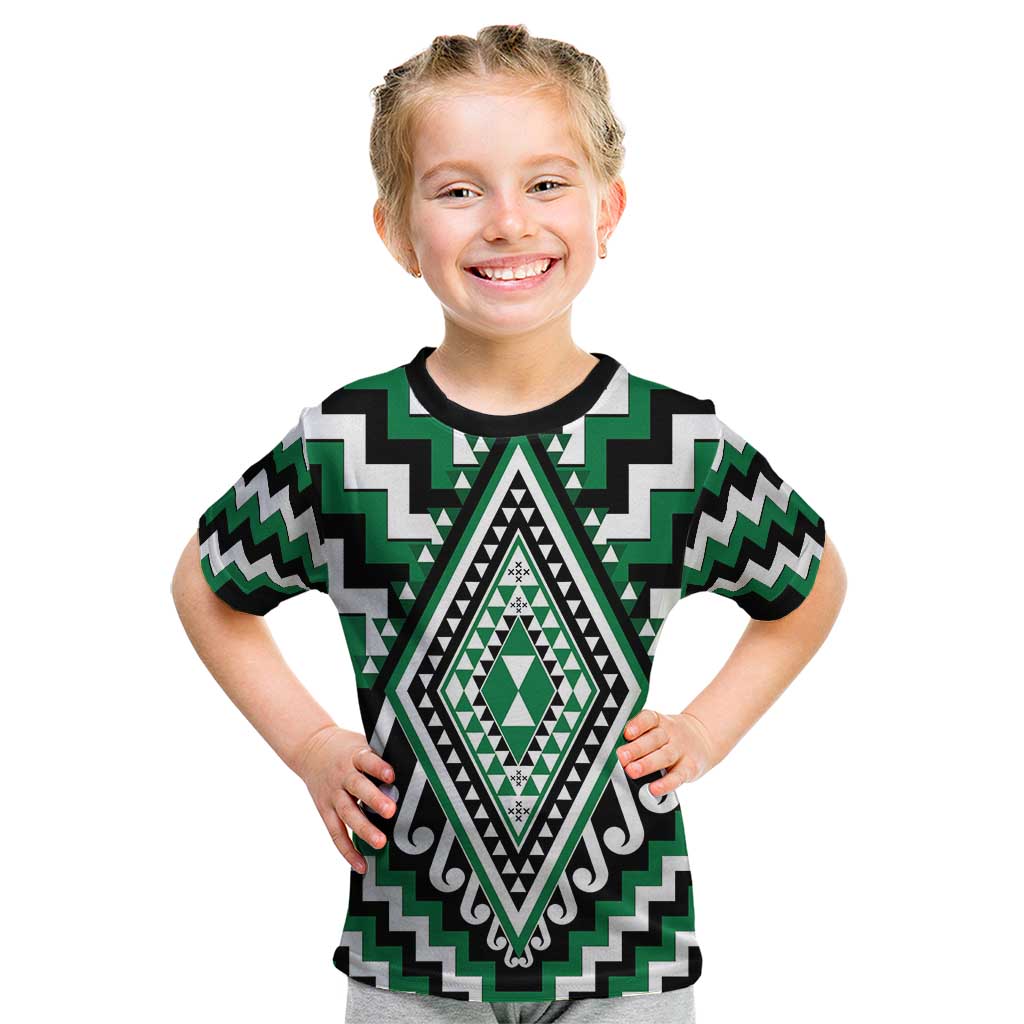 Green Aotearoa Taniko Poutama Patikitiki Kid T Shirt LT14 Green - Polynesian Pride