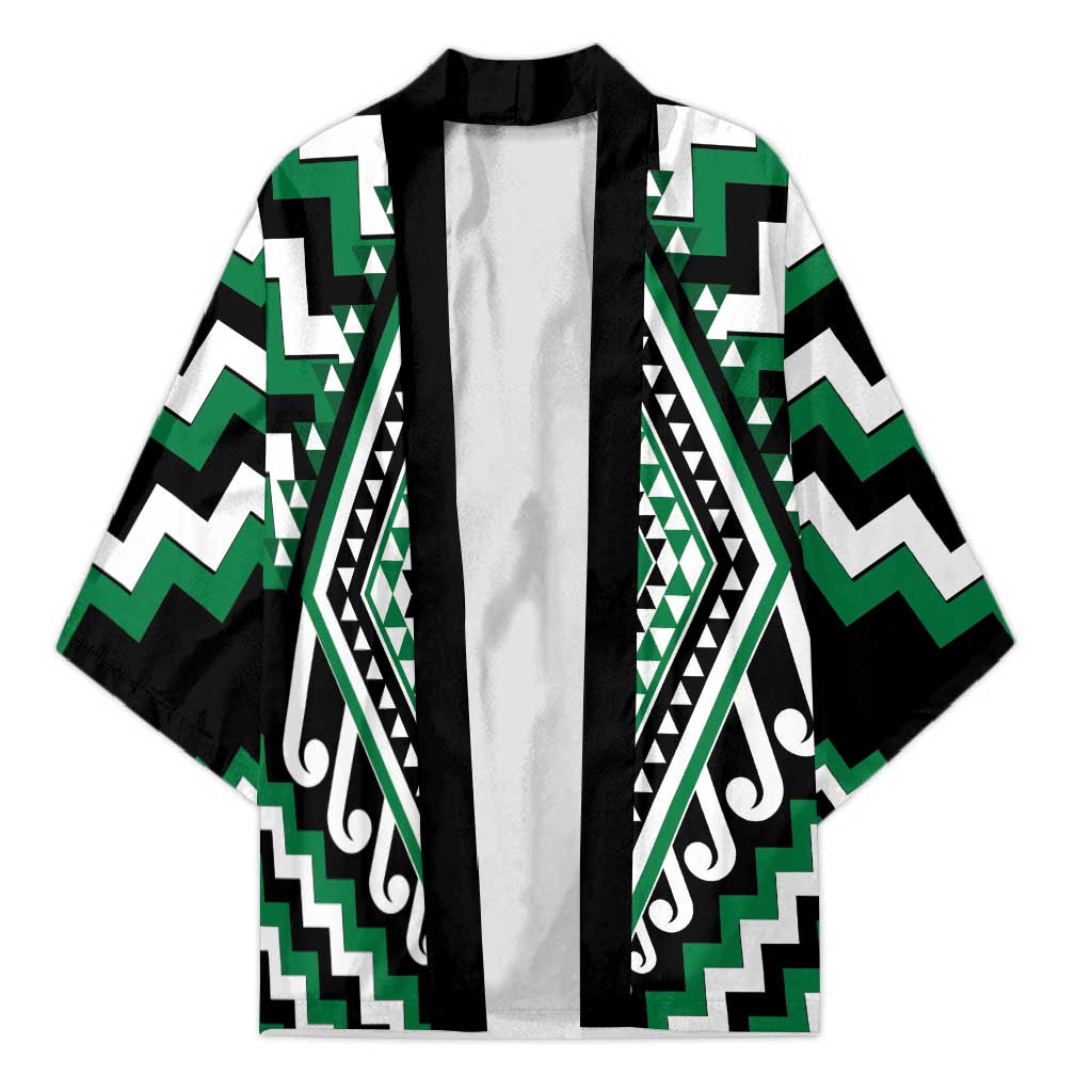 Green New Zealand Taniko Poutama Patikitiki Kimono - Polynesian Pride
