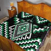 Green Aotearoa Taniko Poutama Patikitiki Quilt Bed Set
