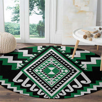 Green Aotearoa Taniko Poutama Patikitiki Round Carpet