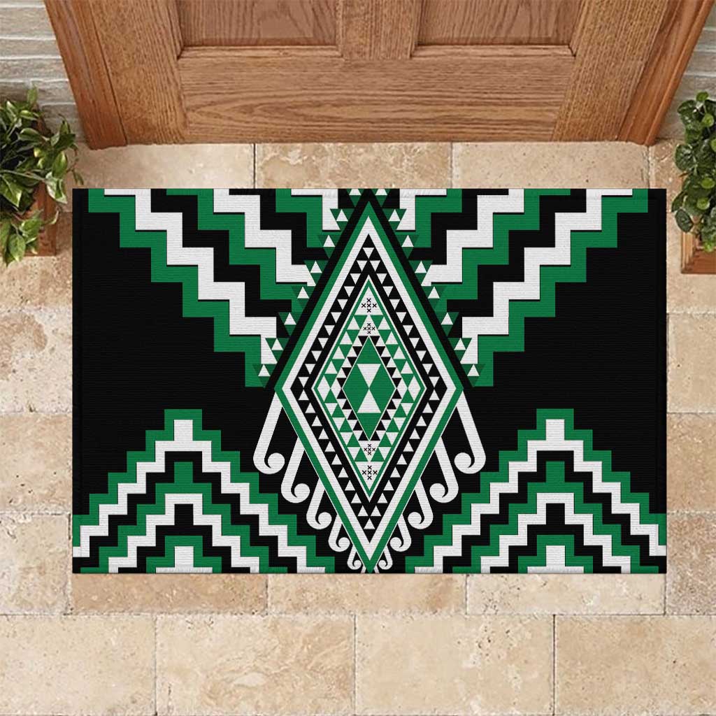 Green Aotearoa Taniko Poutama Patikitiki Rubber Doormat