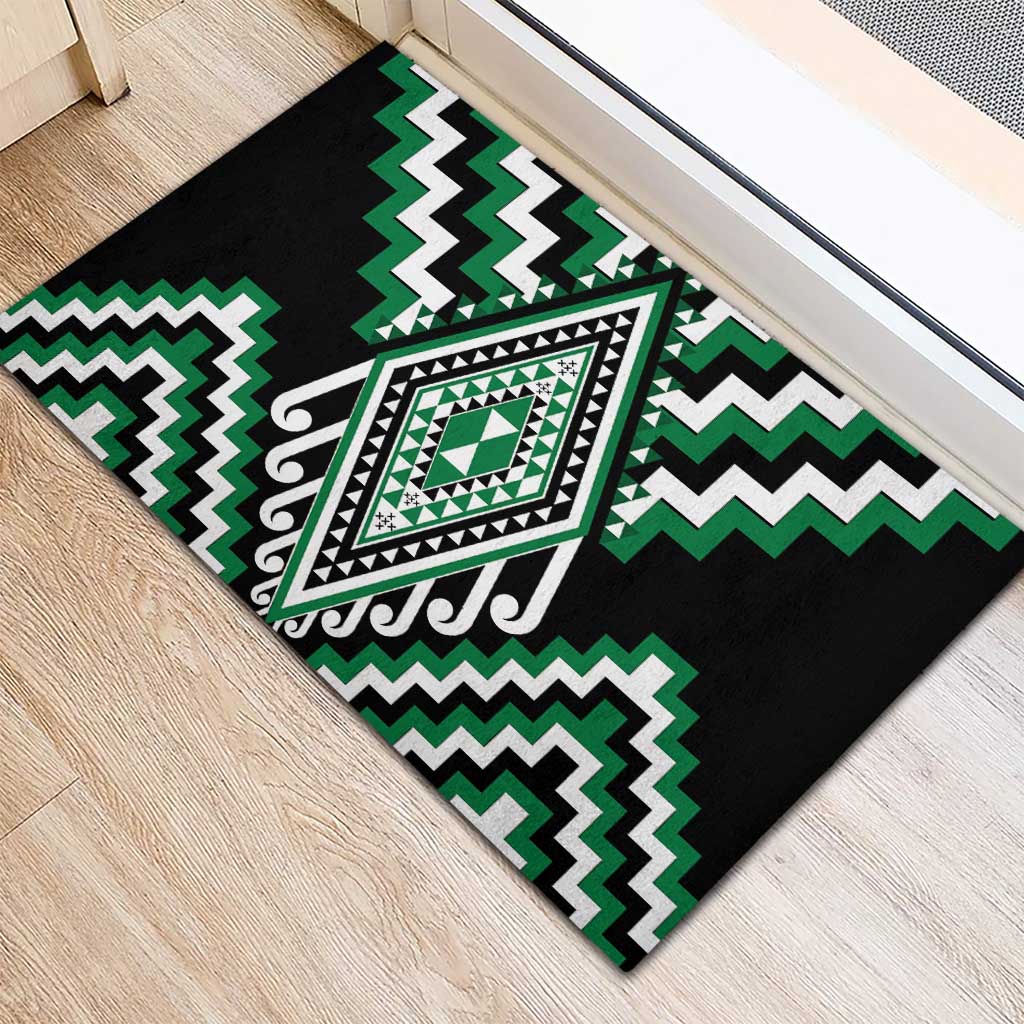 Green Aotearoa Taniko Poutama Patikitiki Rubber Doormat