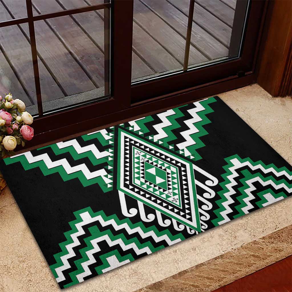 Green Aotearoa Taniko Poutama Patikitiki Rubber Doormat