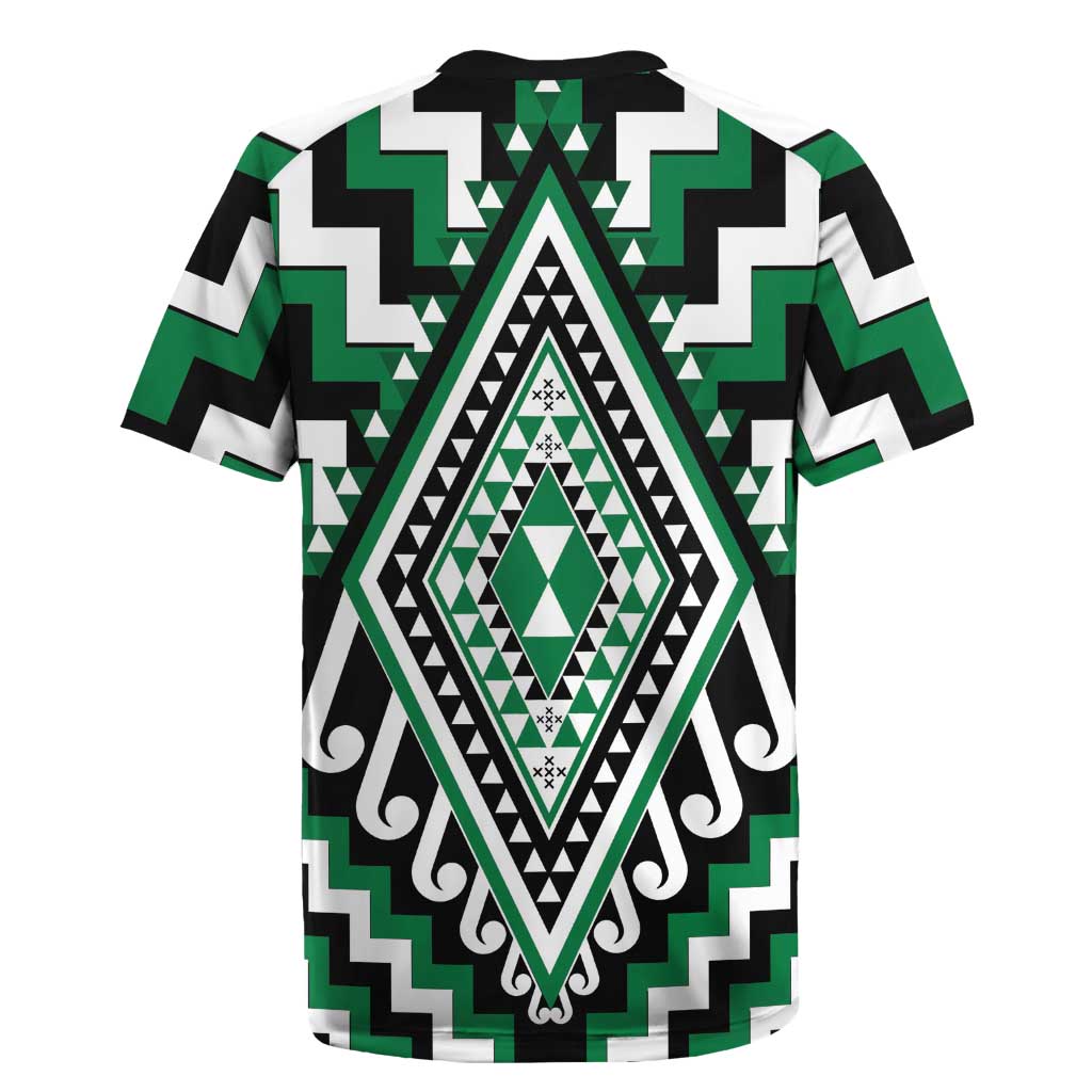 Green Aotearoa Taniko Poutama Patikitiki Rugby Jersey LT14 - Polynesian Pride